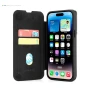 iPhone 15 Black Leather Flip Case – Handcrafted Luxury