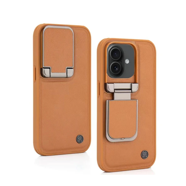 iPhone 16 Brown Leather Case – Premium Elegant Shockproof Back Cover