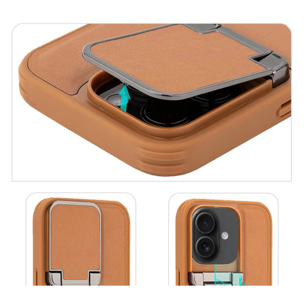 iPhone 16 Brown Leather Case – Premium Elegant Shockproof Back Cover