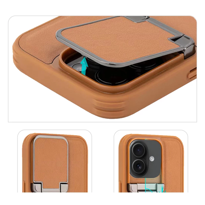iPhone 16 Brown Leather Case – Premium Elegant Shockproof Back Cover