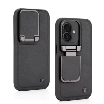 iPhone 16 Black Leather Case – Premium Elegant Shockproof Back Cover