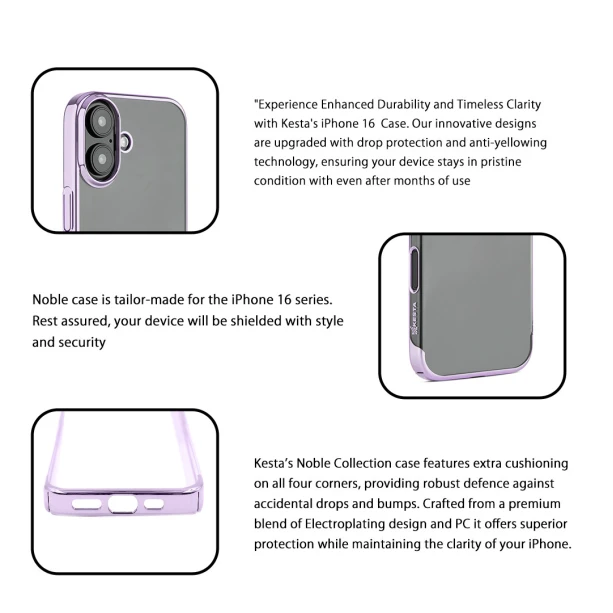 iPhone 16 Light Purple Transparent Case | Shockproof Clear Back Cover
