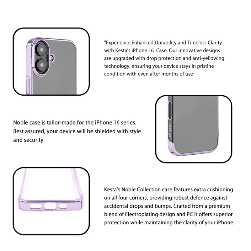 iPhone 16 Light Purple Transparent Case | Shockproof Clear Back Cover