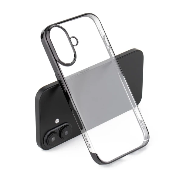 iPhone 16 Noble Black Transparent Case | Shockproof Slim Back Cover
