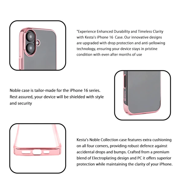 iPhone 16 Light Pink Transparent Case – Shockproof Clear Back Cover
