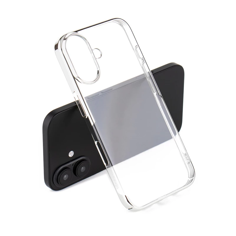 iPhone 16 Noble Silver Transparent Case – Shockproof Clear Back Cover