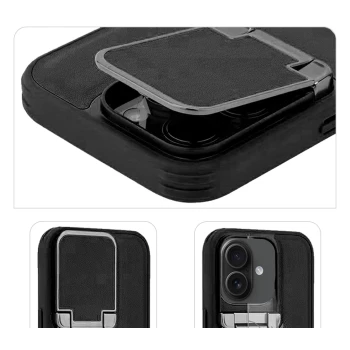 iPhone 16 Black Leather Case – Premium Elegant Shockproof Back Cover