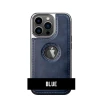 Blue Leather Case With Chrome Electroplating For iPhone 12 / 12 Pro
