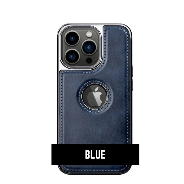 Blue Leather Case With Chrome Electroplating For iPhone 12 Pro Max                                        