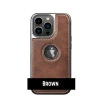 Brown Leather Case With Chrome Electroplating For iPhone 12 / 12 Pro