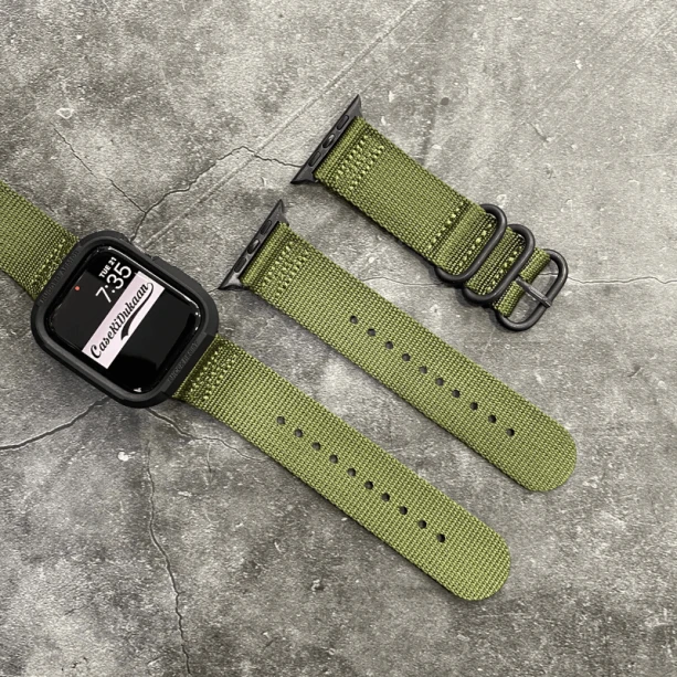 Nylon Strap Green Color Compatible with iWatch Series Se/7/6/5/4/3/2/1 Size: 42mm/44mm/45mm/49mm